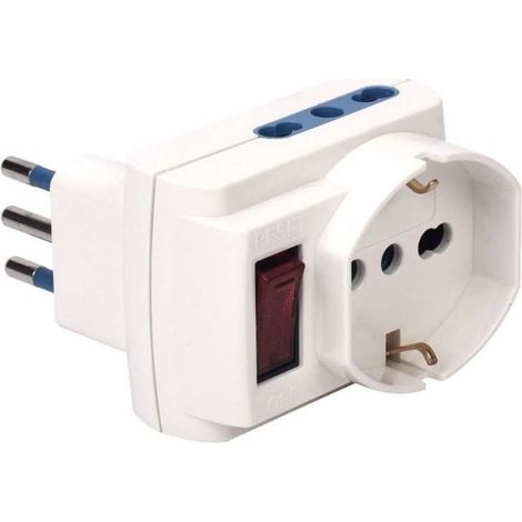 Adattatore Multisize PP238 con Spina 10A prese Pluristandart Bianco (1/5)