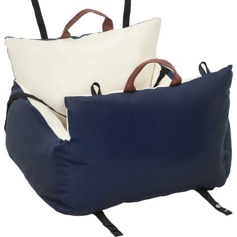 OKMYHOME Sillita de coche para perro, 2 sujeciones, funda lavable, azul, 49x33x36 cm (1/5)