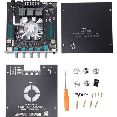 Module amplificateur Bluetooth 2.1 canaux, contrôle des aigus et des basses, puissance Audio du caisson de basses 160W x 2 220W