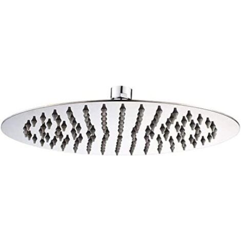Pommeau de douche en acier inoxydable - Douche à économie d'eau, pommeau de douche rond de 20 cm, pommeau de douche pluie universel filetage 1/2 pouce, pivotant à 360°, inclinaison à 3 (1/4)