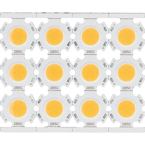 12 puces LED COB rondes, ampoule LED haute puissance 5W 15-17V, 450lm, pour lampes DIY, lampes de table, spots et downlights (chaud).