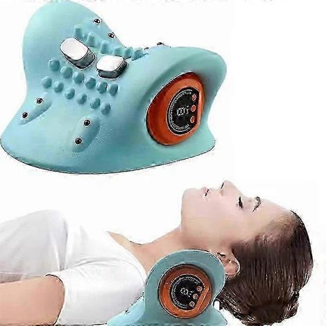 Oreiller chauffant électrique de massage cervical avec massage par points d'acupuncture pour soulager la douleur et étirer le cou (1/5)