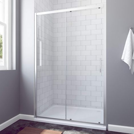 Duschkabine Schiebetür Dusche 150 cm Nischentür Duschabtrennung Duschwand Glas Duschtür Nische Glastür 185 cm höhe ESG Sicherheitsglas Echtglas