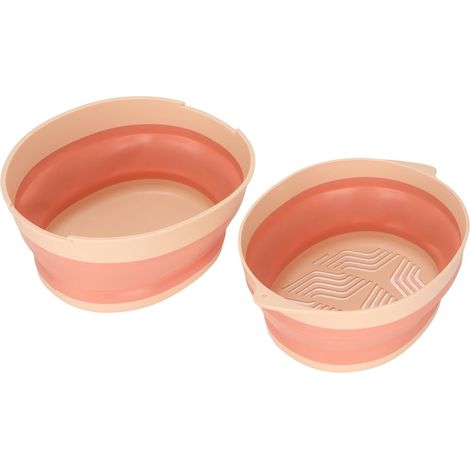 Panier d'égouttage à double couche, panier de rangement pliable et portable pour fruits et légumes, éviers à légumes empilables multicouches, panier de vidange pour la cuisine et (Pink Small) (1/5)