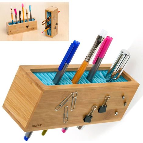 TrAdE Shop Traesio - Organizer Da Tavolo Scrivania Porta Penne Pennelli Trucco Makeup 18x6x7cm - (1/3)