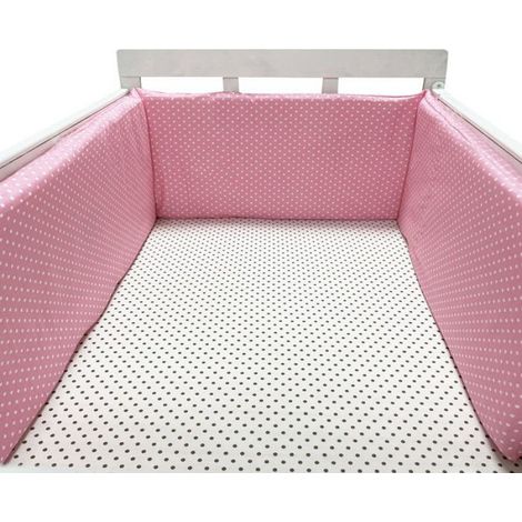 Tour de lit pour bébé, barrière de lit en coton pour nouveau-né, rabat tressé, lit pour bébé - Red Dot - (1/4)
