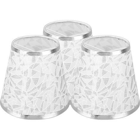Abat-jour en tissu à clipser, design moderne en forme de tonneau, pour ampoule E14, lustre ou applique murale, lot de 3 argentés (1/5)