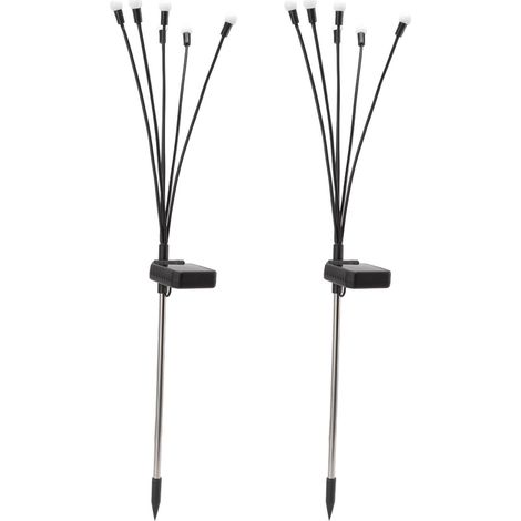 Lampes LED d'extérieur à effet luciole, à énergie solaire, pour cours et jardins, éclairage décoratif, aménagement paysager d'ambiance, lampes de pelouse, lot de 2, blanc chaud + couleurs variées. (1/5)