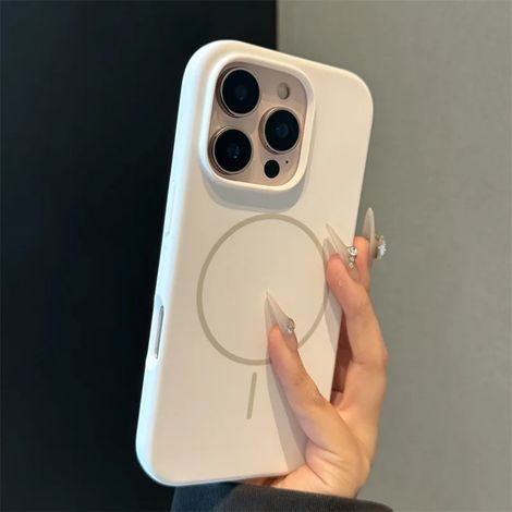 (iPhone 14 Pro Max blanc pur) Recharge magnétique sans fil, matériau en caoutchouc souple