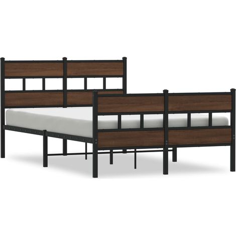 Lit double Lit adulte Cadre de lit sans matelas avec tête de lit et pied de lit (1/5)