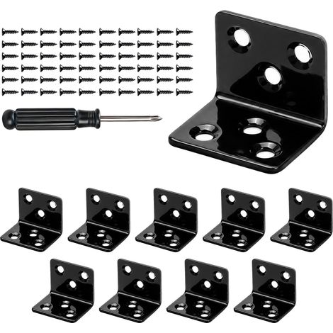 10 pcs équerres métal 90° 30×30 mm noires, charge lourde (1/5)