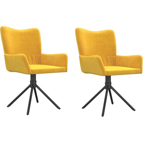 Lot de 2 Chaises pivotantes à manger，Chaise de cuisine Jaune Velours CFW15818 (1/5)
