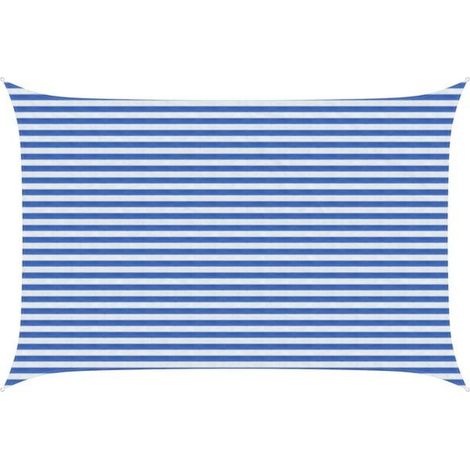 Voile d'ombrage bleue et blanche 3 x 4,5 mètres en PEHD (1/5)
