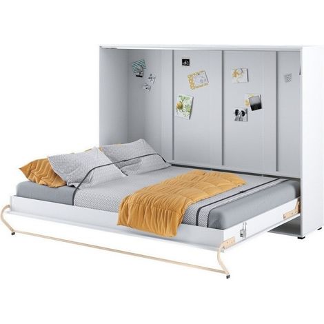 Mirjan24 – Lit escamotable blanc 140x200 cm – Double avec sommier à lattes – Dimensions 177x215x159 cm – Finition stratifié