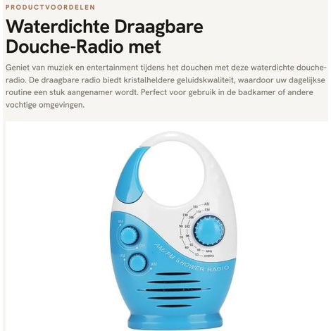 Radio Étanche de Douche et Salle de Bain – Petit Poste de Radio Portable Résistant à l'Eau (1/5)