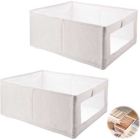 2 Pièces Boite Rangement Tissu, 412817 cm Boite de Rangement Pliable Rangement Armoire Vetement, Organisateur Dressing, Organisateur Armoire, Organisateur Vetement, Boite Rangement Tiroir (1/5)