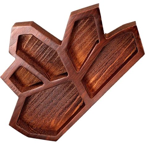 Plateau de Rangement en Bois Marron Forme Géométrique pour Bijoux et Accessoires Texture Naturelle, Plateau Décoratif pour Coiffeuse et Boutique (1/5)