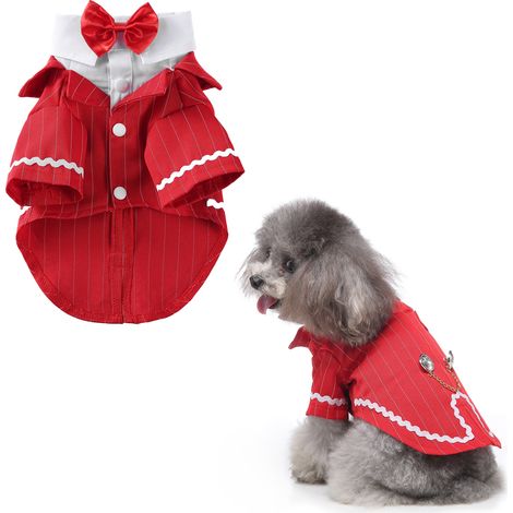 1 costume pour chien, smoking rouge en polyester, tenue cérémonie chien/chat, mariage et fête (1/5)
