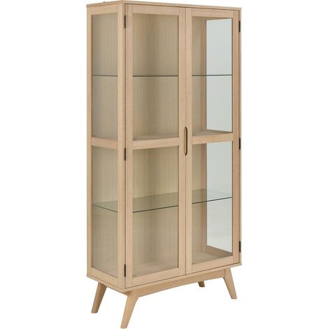 Estantería Norsica Elmdome 114 , Cerrable, Con puertas, Vidrio templado, Chapa de madera natural, Número de puertas: 0, Número de cajones: 0, 192x94x40cm (1/5)