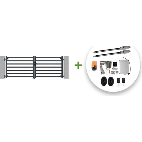 Portail battant électrique ANTELAO 300x110cm gris + Motorisation TANKER B250 (1/5)