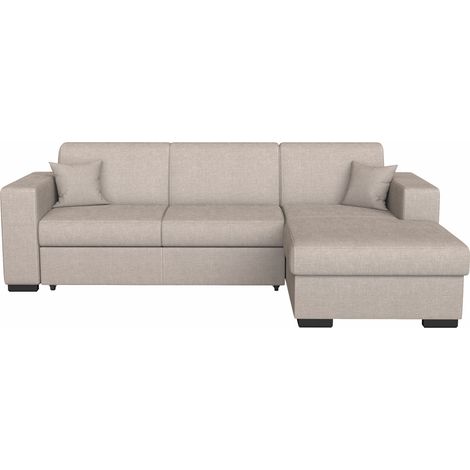 Canapé d'angle FUJI XL convertible avec coffre en tissu - Angle Droit, Beige (1/5)