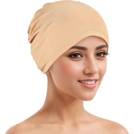 Gorro de mujer, pañuelo suave antideslizante, elástico, transpirable, gorro plisado para las cuatro estaciones, azul marino (1/5)
