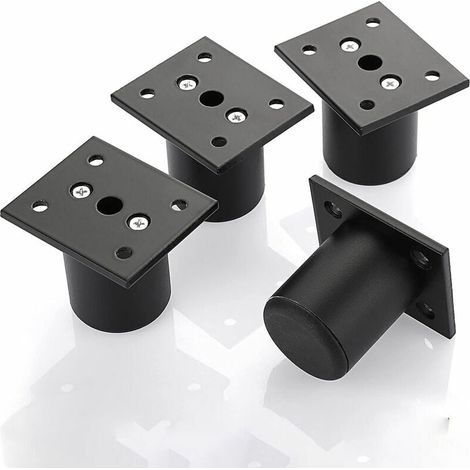 4pcs Pieds de Meuble Ajustable Pieds de lit rehausser Le Meuble Pied en Alliage d'aluminium pour sommier,Armoire,Table (Noir,Hauteur 50mm) (1/5)