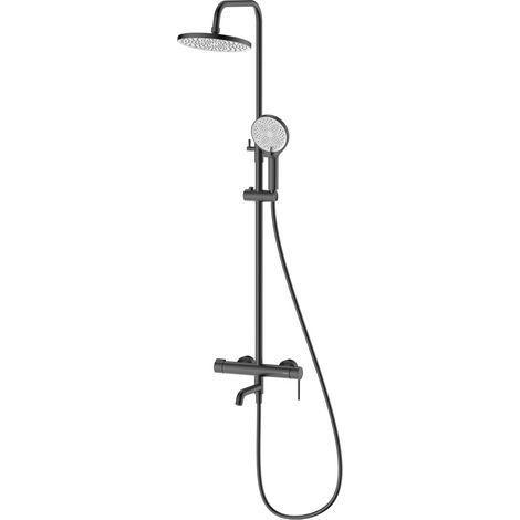 Avapax  Douche effet pluie avec robinetterie de baignoire - Gris anthracite - 3 fonctions - Acier inoxydable - Adul6314h1