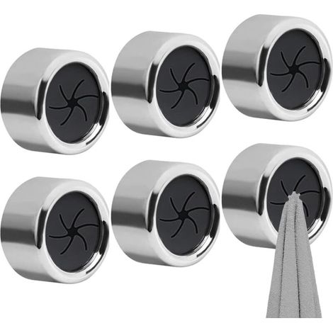 Selbstklebende Handtuchclips, Handtuchhalter, Geschirrtuchaufbewahrungsgestell, Spiralmuster (silber, 6 Stück) (1/5)