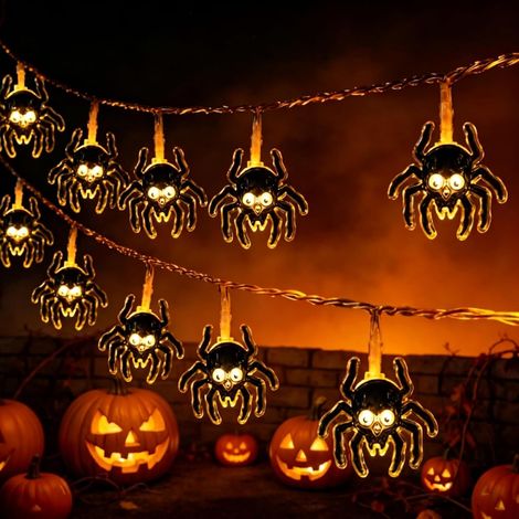 Guirlande Lumineuse d'Halloween, Guirlande Citrouille 3 m avec 20 LED, Alimentée par Piles et Étanche, Éclairage Continu pour Décoration Intérieure, Extérieure, Fête et Soirée à Thème (1/5)