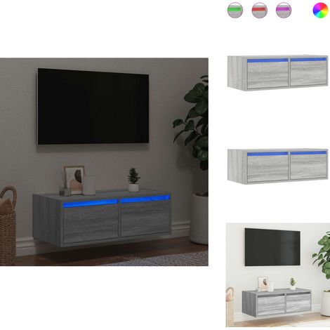 TV-Schrank mit LED-Leuchten Grau Sonoma 75x35,5x25 cm - TV-Schrank - TV-Schränke - HiFi-Schrank - Medienschrank (1/5)