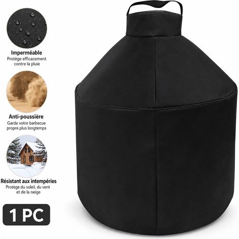 Housse de Barbecue Lourde 600D Noir 44 x 60 cm - Couverture de Protection Compacte (1/5)