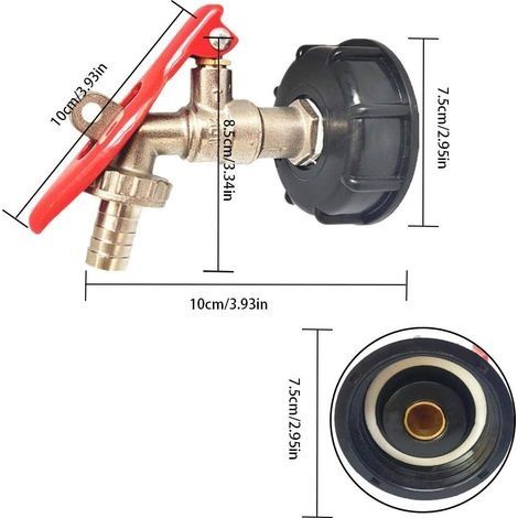 IBC-Tankadapter, abschließbarer Ablaufadapter für S60X6 IBC-Tanks mit Anschluss für einen 1/2"-Schlauch (1/4)