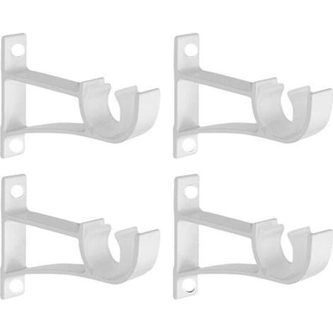 4 Pack Aluminum Alloy Curtain Rod Brackets for Walls, Curtain Rod Bracket, White (1/5)