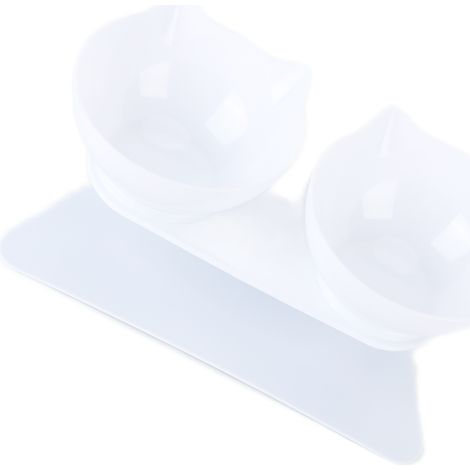 Gamelle résistante pour chats et chiens avec support de rangement pour petits animaux (blanche) (1/5)