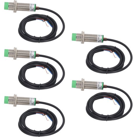 Lot de 5 détecteurs de proximité inductifs sans contact, connecteur M18, 2 fils, normalement ouverts, 10-36 V CC (1/5)