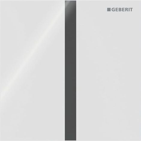 Geberit Typ 40 Urinalsteuerung mit elektr. Spülauslösung, Batteriebetrieb, Abdeckplatte eckig, Weiß, Glas glänzend (1/5)