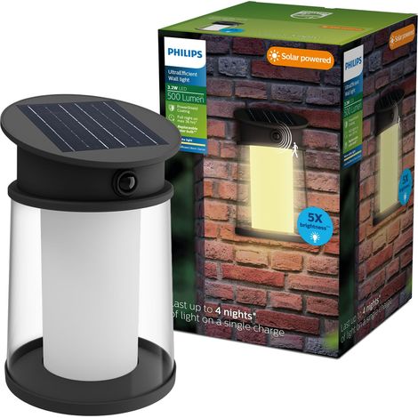 Applique solaire murale extérieur, Ampoule solaire remplaçable, Détecteur de mouvement, 2700K, noir (1/5)
