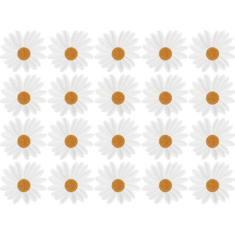 20 Stück Gänseblümchen-Aufnäher, dekorative Aufkleber, DIY-Kleidungsapplikationen zum Aufbügeln (1/5)
