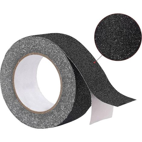 Bande Antiderapante Escalier 5 m x 2,5 cm, Ruban Adhésif Antidérapant Noir, Bande Adhesive Antiderapante pour Extérieur et Intérieur, Scotch Antiderapant Ruban Antidérapant Imperméable (1/5)