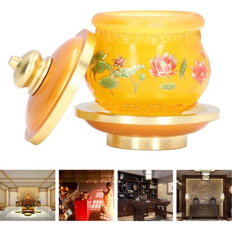 (Petit format) Coupe en verre pour purifier l'eau selon les usages domestiques, pour les offrandes à Guanyin, le lotus, la coupe d'eau bénite et les lampes pour les offrandes au Bouddha. (1/5)