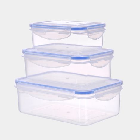 CONTENITORE RETTANGOLARE IN PLASTICA SET 'SUPERLOCK' kit 3 pezzi - lt 0,5 / 1,0 / 1,5  - ECOPLAST (1/3)