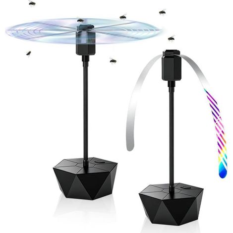 Ventilateur Anti Mouches, 2 Pièces Ventilateur Anti moustiques Mouches Fly Fan sans Produits Chimiques Répulsif à Mouches Répulsif à Pales pour Intérieure et Extérieure (1/5)
