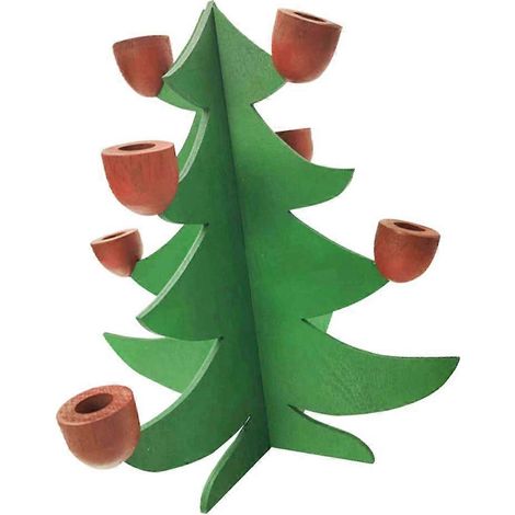 Porte-bougies en bois pour sapin de Noël, idéal pour les fêtes de fin d'année.