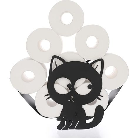 Lntyq Support de Rouleau de Papier Toilette Porte-Papier en métal Stockage de Papier en Forme de Chaton pour Salle de Bain (Noir)