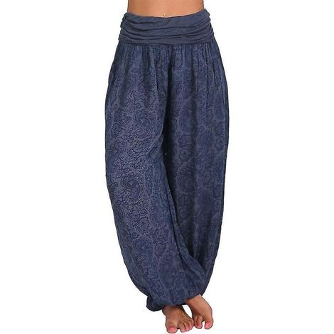 Ali Baba Haremshose für Damen, bedruckt, im Aladdin-Stil, Boho-Look, weites Bein, Yogahose, Übergröße 5XL, Königsblau (1/4)