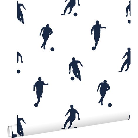 papier peint joueurs de football bleu foncé sur blanc - ESTAhome (1/5)