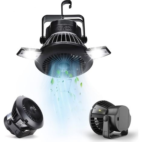 Ventilatore Da Esterno Con Pannello Solare, 4 Led, Gancio E 4 Velocità