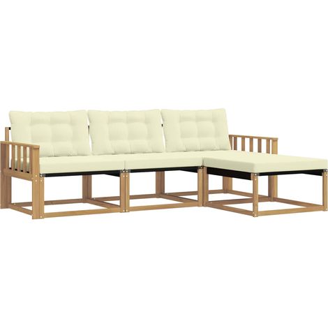 Outdoor Sofa Set with Cushion 4 pcs White and Cream vidaXL (1/5)
