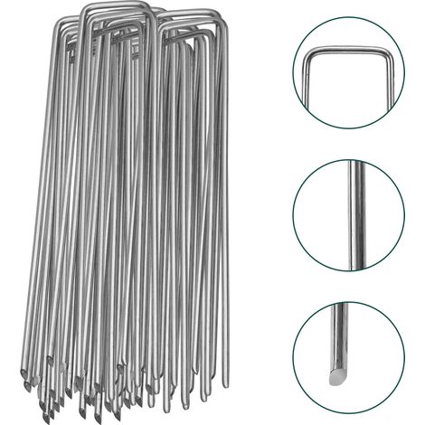 SWANEW Lote de 1000 piquetas anclaje suelo jardín 150x25x2,8mm galvanizado plata (1/5)
